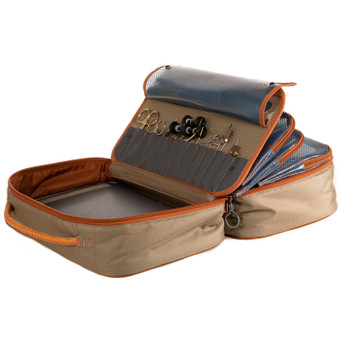 Fishpond Tailwater Fly Tying Kit open showing compartments (tools not included)