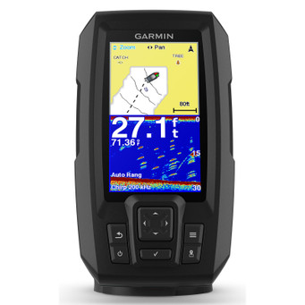 Garmin STRIKER Plus 4 with Dual-Beam Transducer with mapping and CHIRP sonar on display split screen