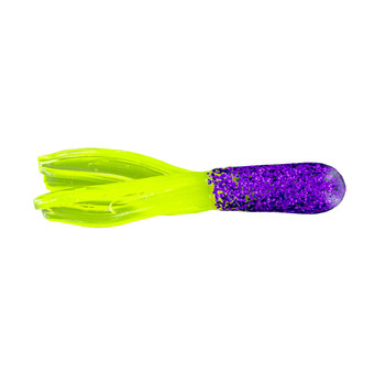 Big Bite Baits Glitterhead Crappie Tube color Purple Glitter Chartreuse