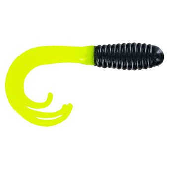 Big Bite Baits Triple Tip Grub color Black Opaque Chartreuse
