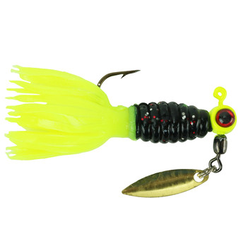 Mr. Crappie Sausage Head Spins Pre-Rigged Crappie Thunder color Tuxedo Black Chartreuse