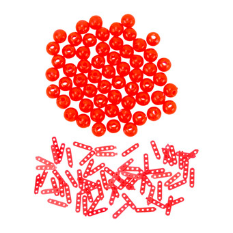 Beau Mac Bobber Stop Tabs 4-Hole with Beads Fluorescent Pink / Red color