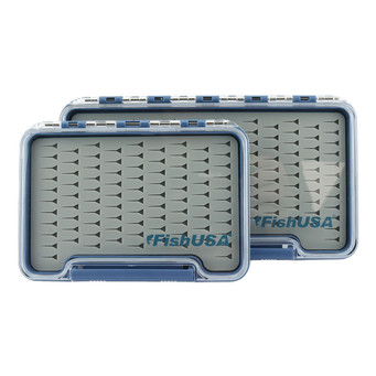 FishUSA Flagship Premium Jig & Fly Box size Medium stacked on size Large