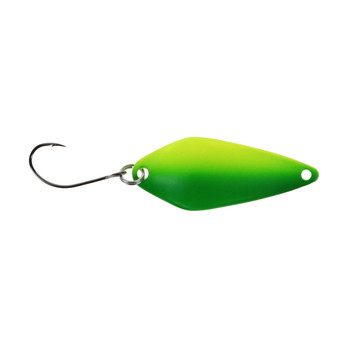 Daiwa Presso Rave2 Casting Spoon color Matte Lime Yellow deep teardrop trout spoon lure with slow-wobbling action