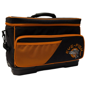 Eye-Fish SpoonCrank Bag closed with front mesh pocket and hard base visible.