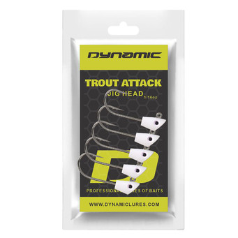 Dynamic Lures Trout Attack Jig Head color White in package