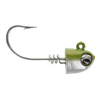 No Live Bait Needed Jig Heads - Size 8/0 color Green Back