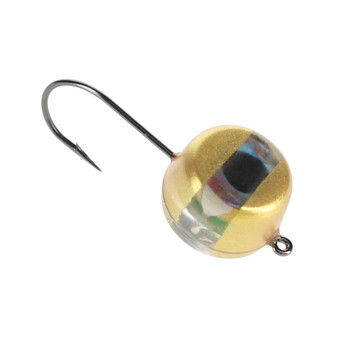 Fish Daddy Dirty Bomb Live Wire Gold Jig color Blinking Blue