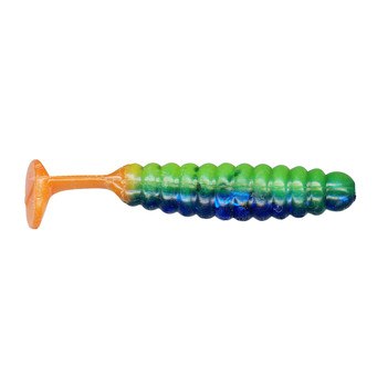 Charlie Brewer's Crappie/Panfish Slider Grubs Rainbow Orange