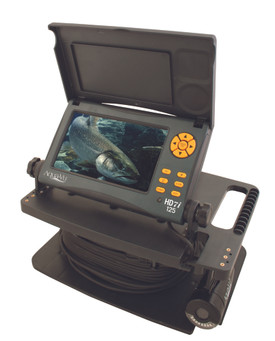 Aqua-Vu HD7i Underwater Camera and LCD monitor set on the plastic cable wrap
