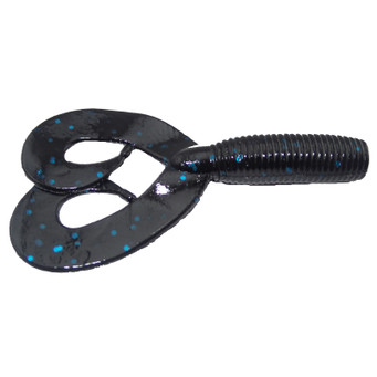 Yamamoto Double Tail Grub color Black w/ Blue Flake