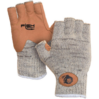 Fish Monkey Men’s Wooly Wool Half-Finger Gloves in Tan