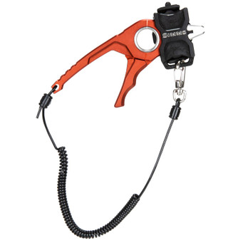 Simms Flyweight Pliers in Simms Orange showing Simms logo