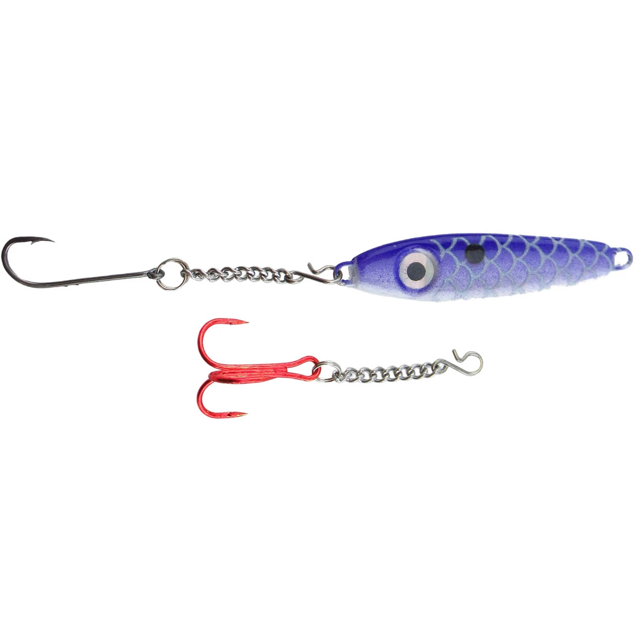 Bink's Ice Spoon with Chain Dropper Hooks color Albino
