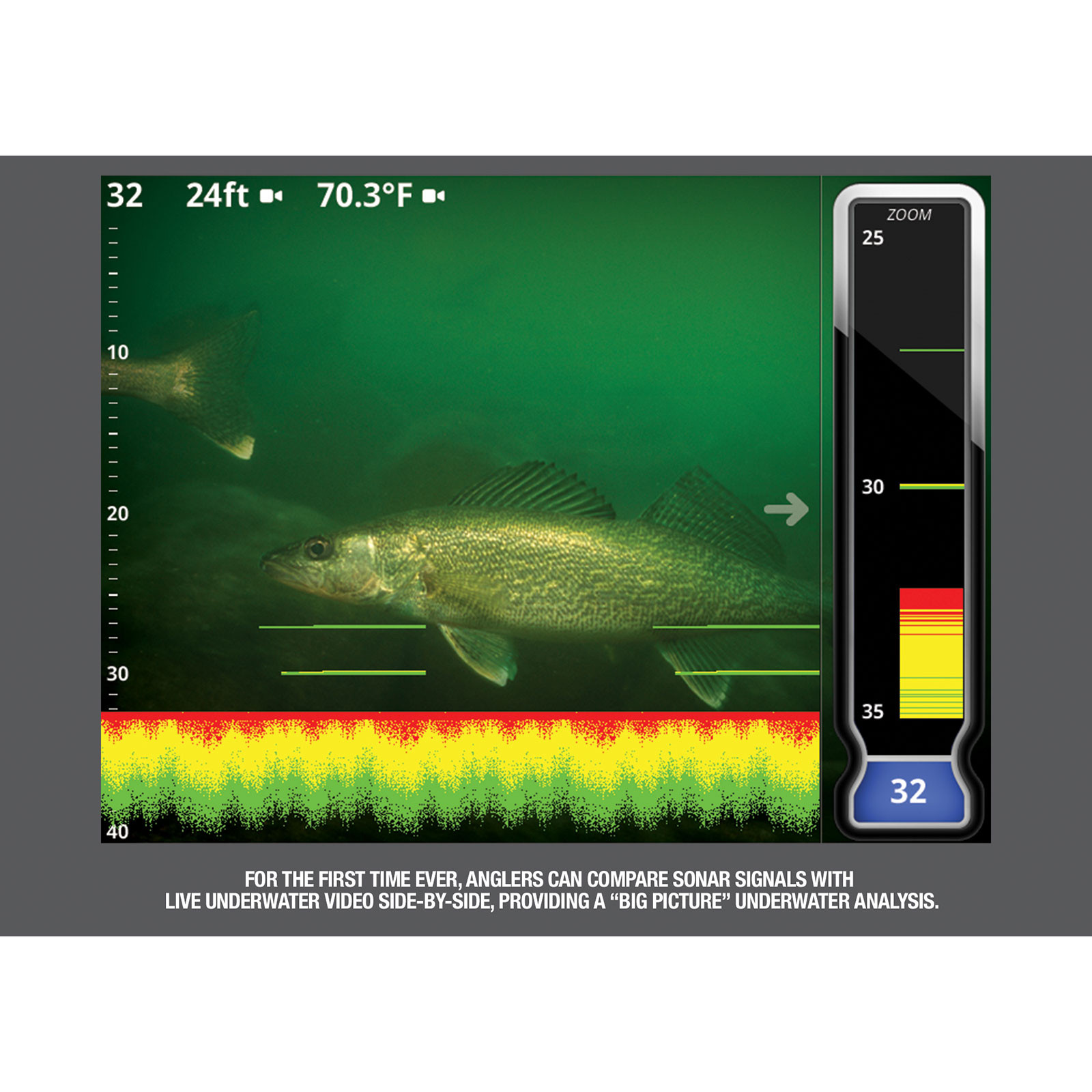 MarCum LX-9L Sonar Camera System with LiFePO4 12V10Ah Battery image of screen showing fish under the water