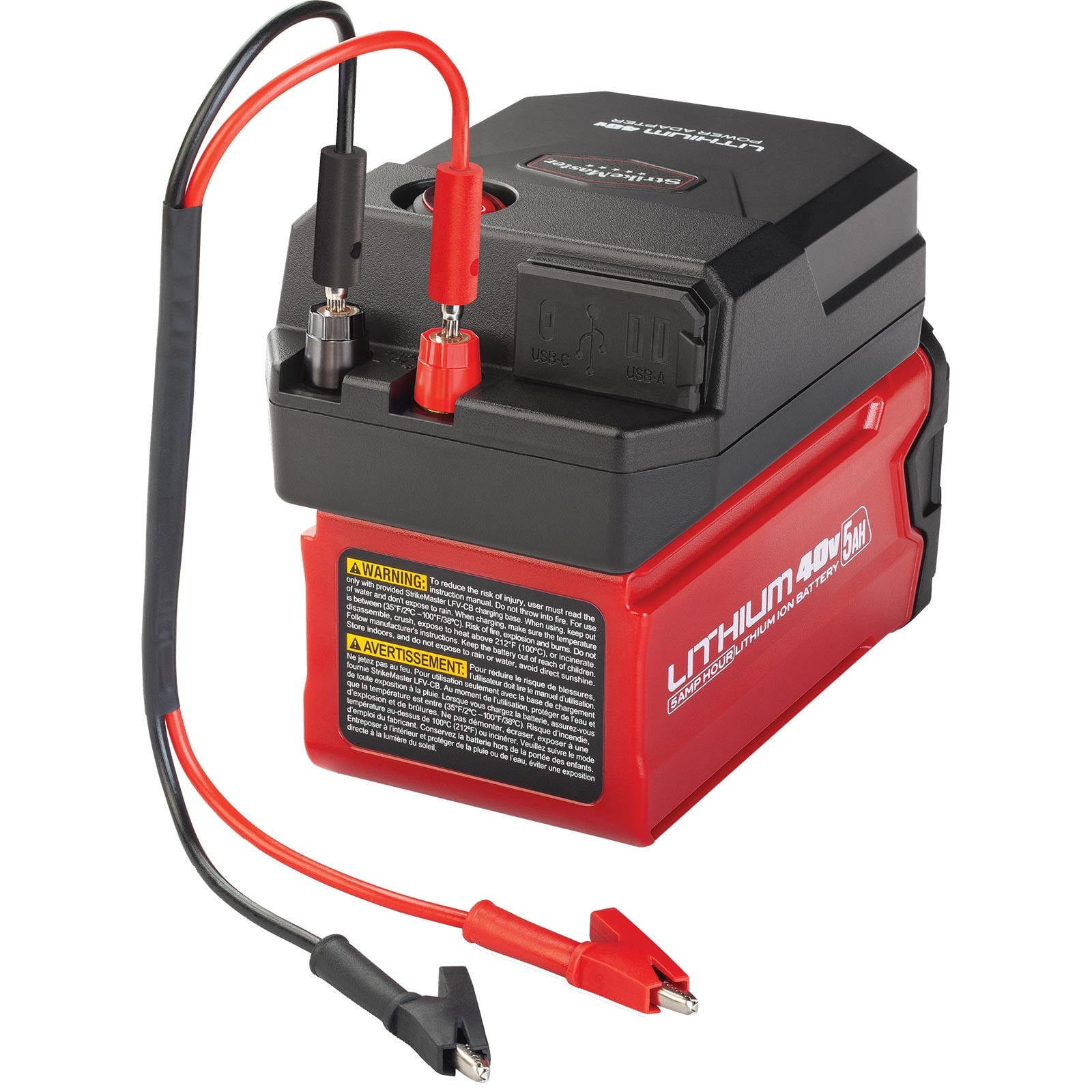 StrikeMaster Lithium 40v Power Adapter full adapter assembly in use