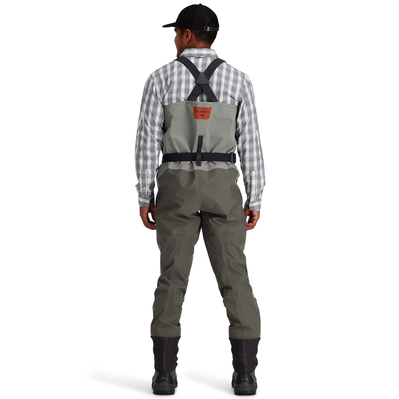 Simms Men's Freestone Stockingfoot Chest Waders back view on model