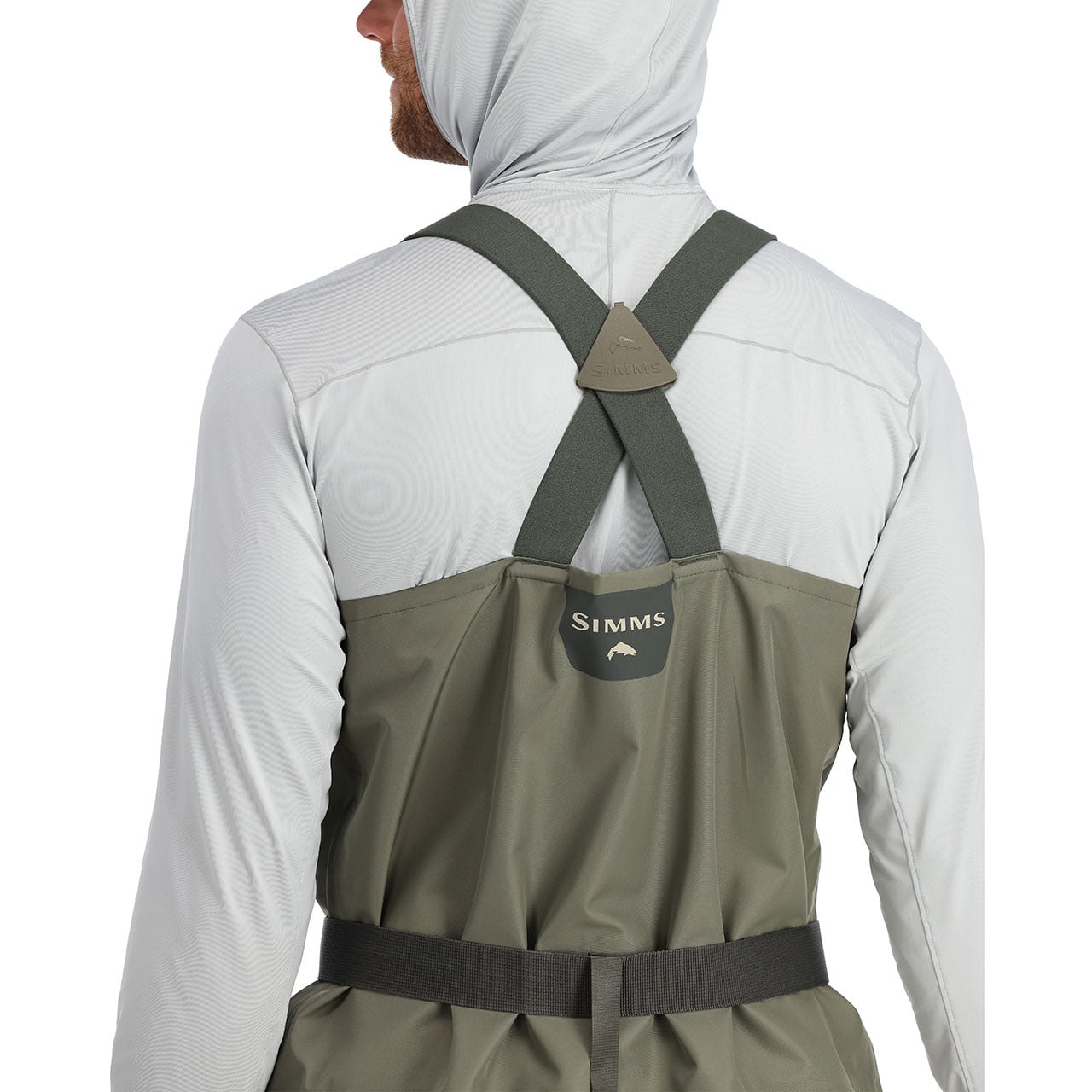 Simms Men's Tributary Stockingfoot Chest Waders Basalt color back view