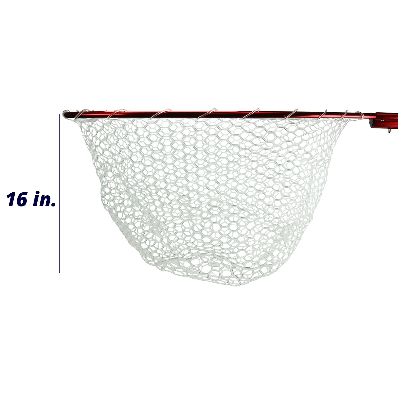 FishUSA Patriot Landing Net clear color rubber bag with a 16 inch depth