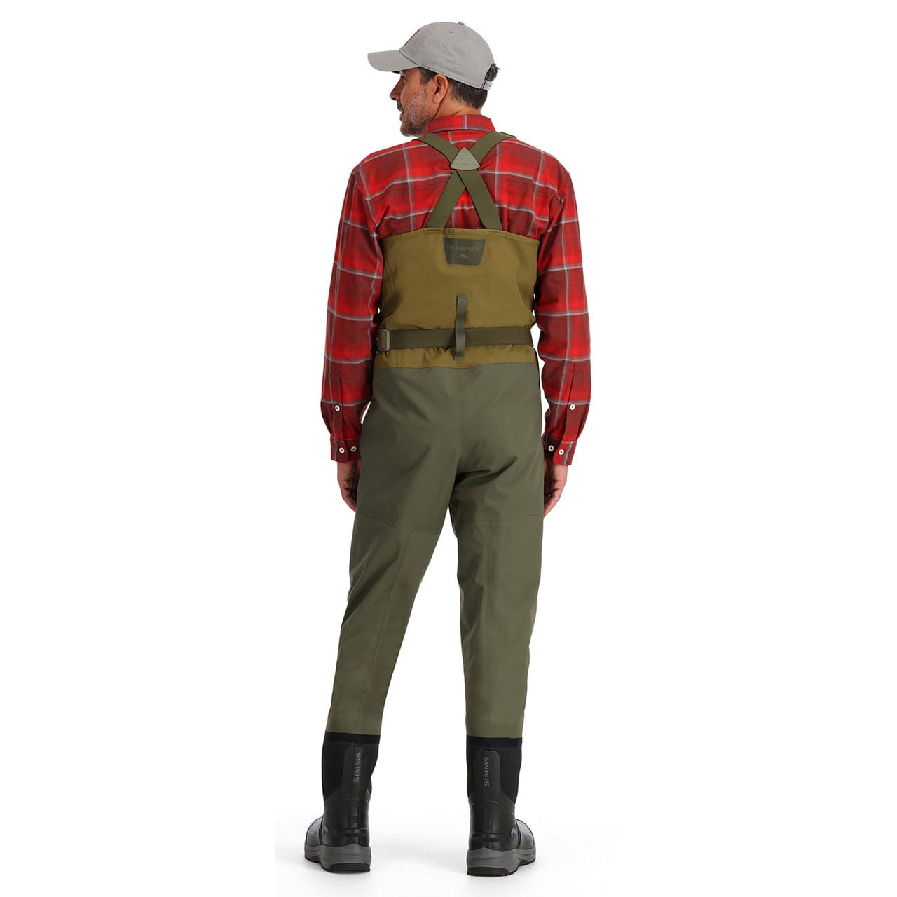 Simms Freestone Z Bootfoot Chest Waders backside on model