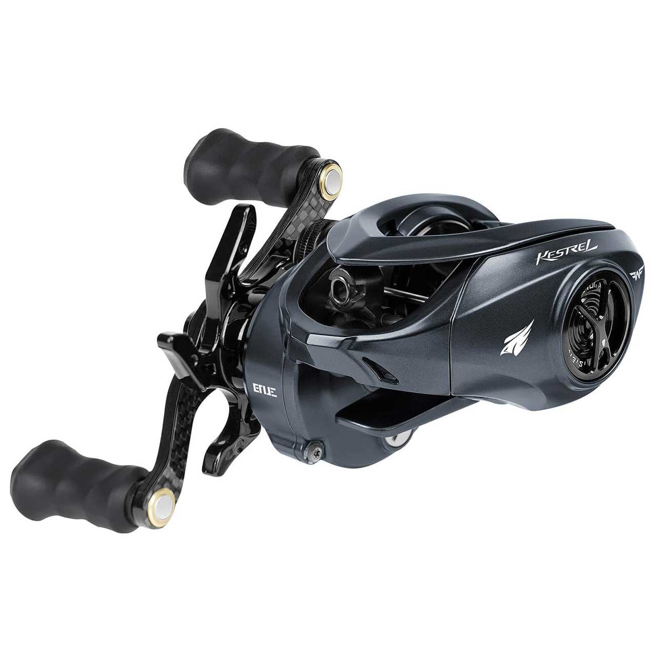 KastKing Kestrel Elite Finesse Baitcasting Reel Right Hand Retrieve 1/4 turn front and side