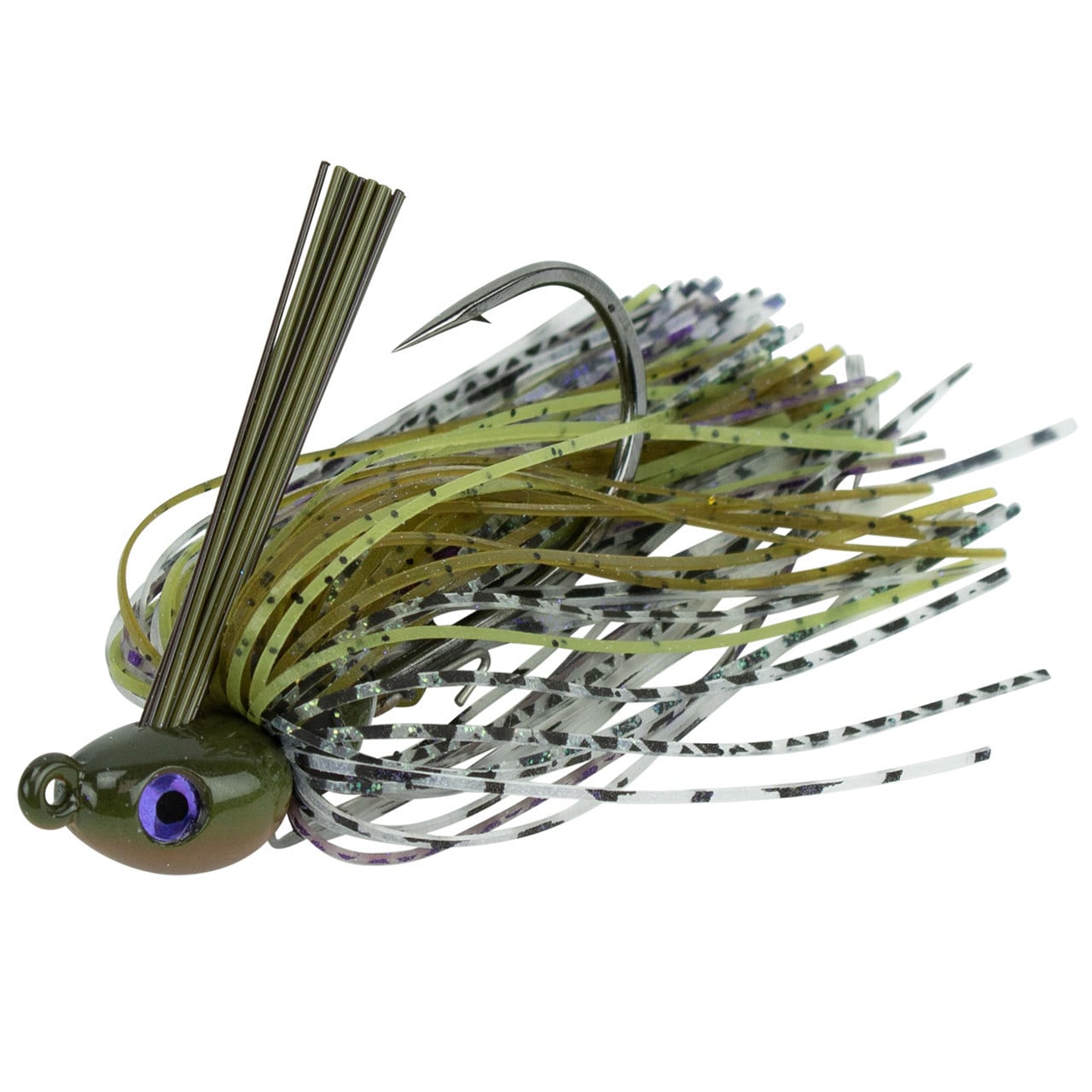 Dirty Jigs Compact Swim Jig Alabama Bream color angled to show hook and wire