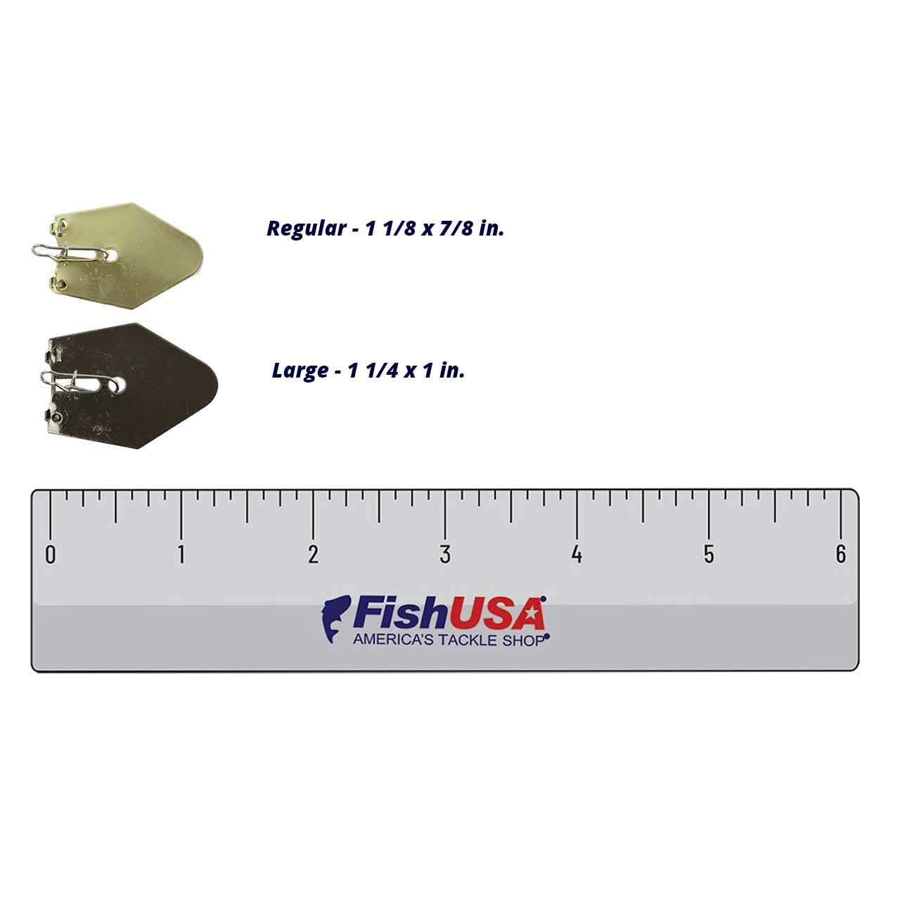 Queen Tackle Switch Blade size comparison of Large Black Mirror color versus Regular Gold color