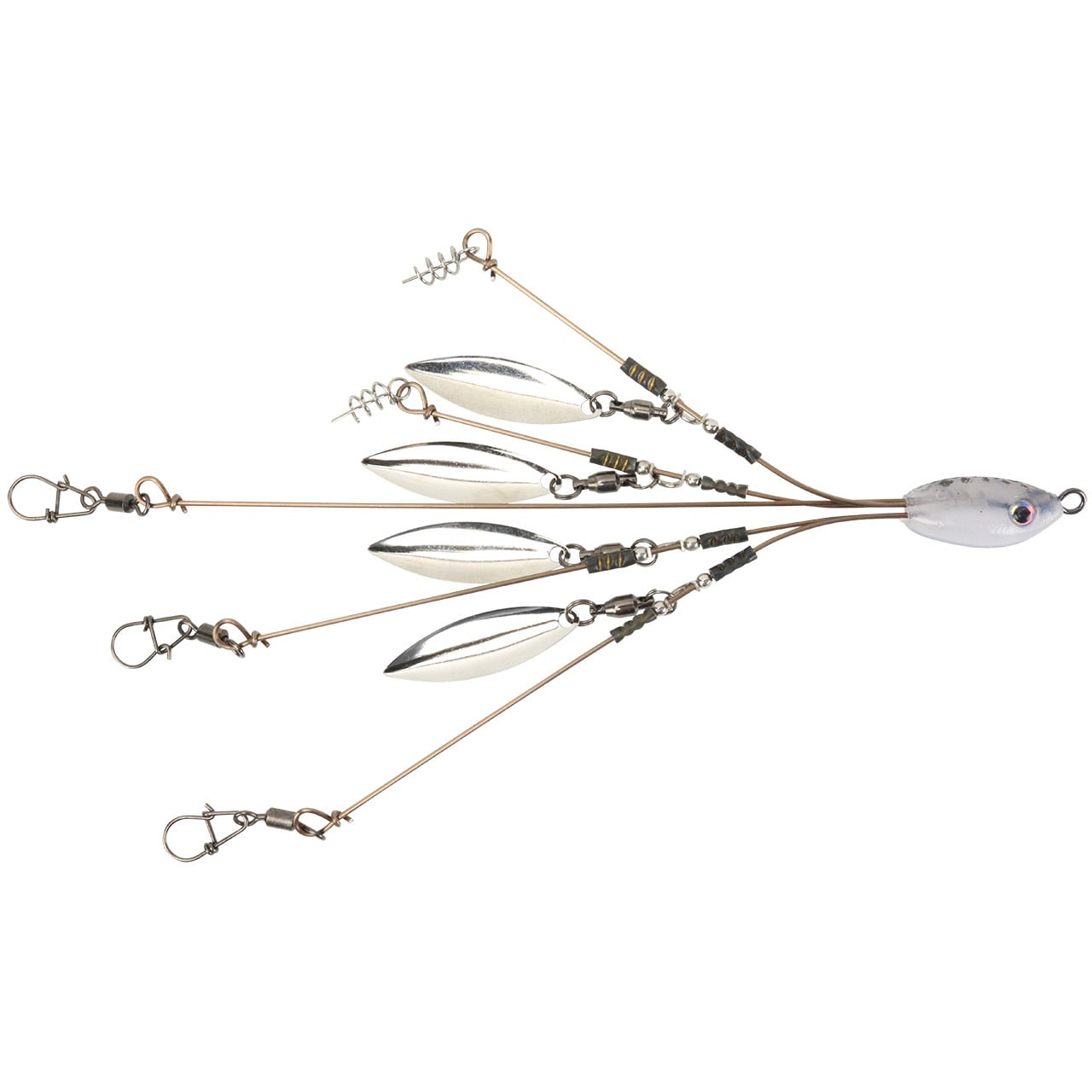 Hog Farmer Baits BFL Umbrella Rig Micro model top 2 wires have 2 blades ea. the  middle wire has 1 and bottom 2 have 0