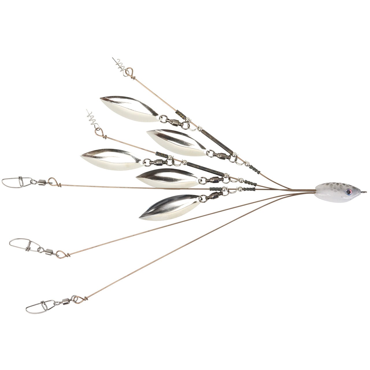 Hog Farmer Baits BFL Umbrella Rig Flex model top 2 wires have 2 blades ea. the  middle wire has 1 and bottom 2 have 0