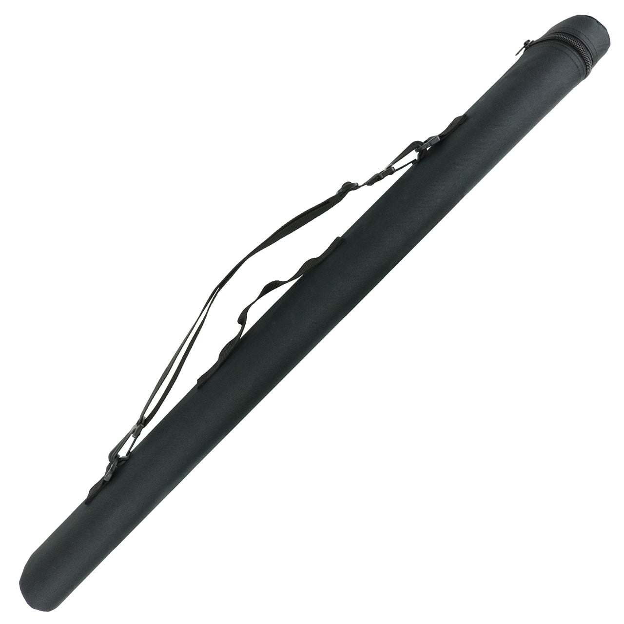 FishUSA Flagship Travel Casting Rod oval hard case covered in Cordura fabric showing handle and adjustable shoulder strap
