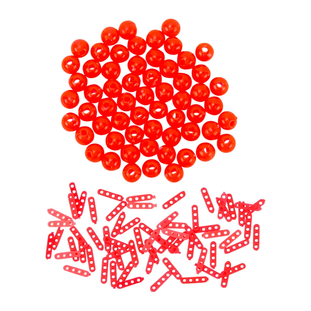 Beau Mac Bobber Stop Tabs 4-Hole with Beads Fluorescent Pink / Red color