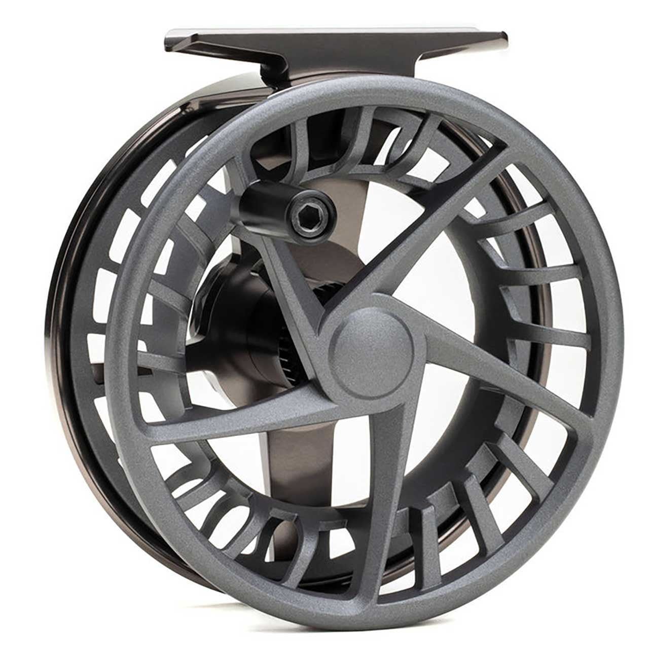 Lamson Remix S-Series Fly Reel 3 Pack color Smoke handle side of reel