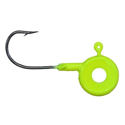 Leland's Lures Eye Hole Pill Head Jig Head color Chartreuse