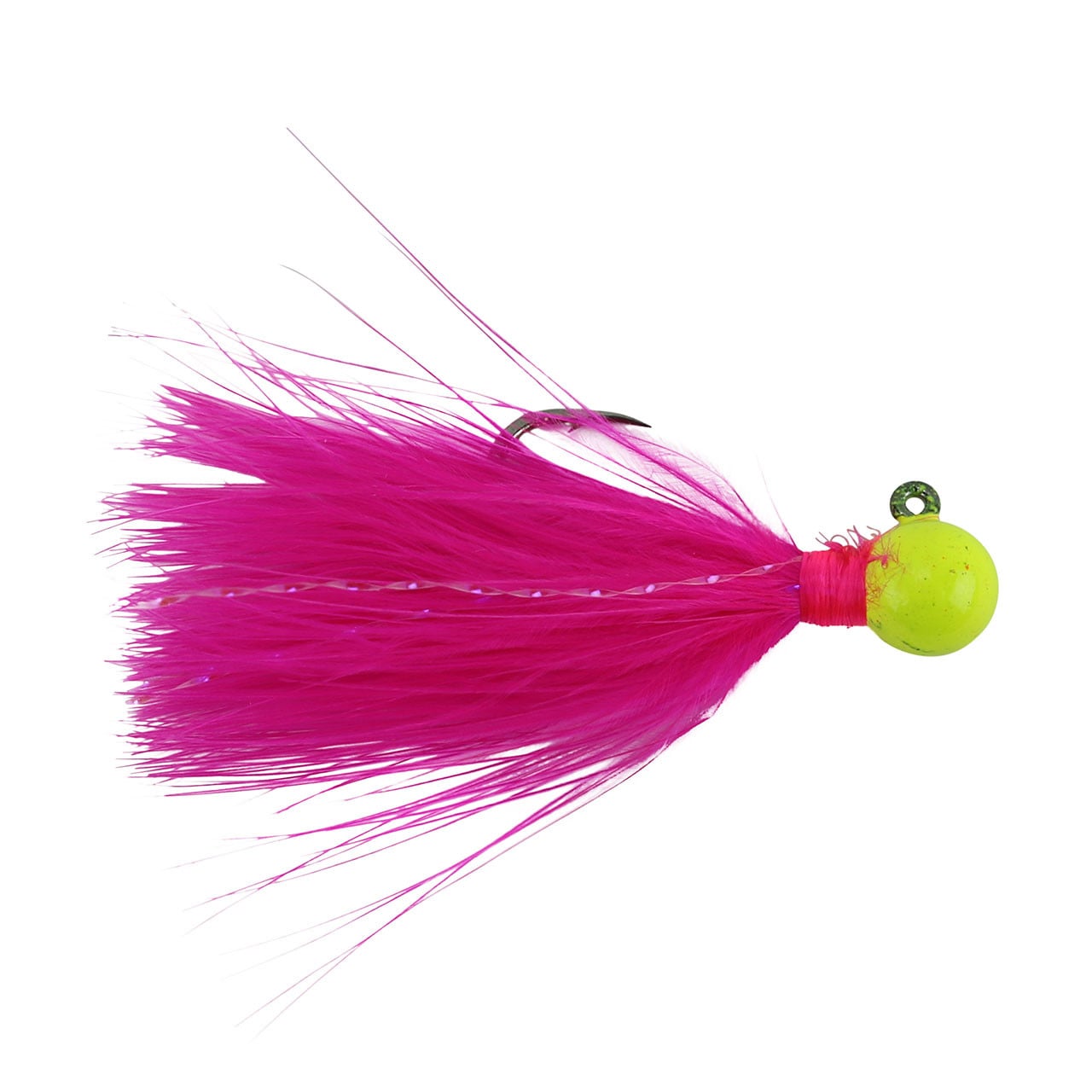 Hawken Sy's Micro Marabou Jig color Yellow Chartreuse Head Cerise