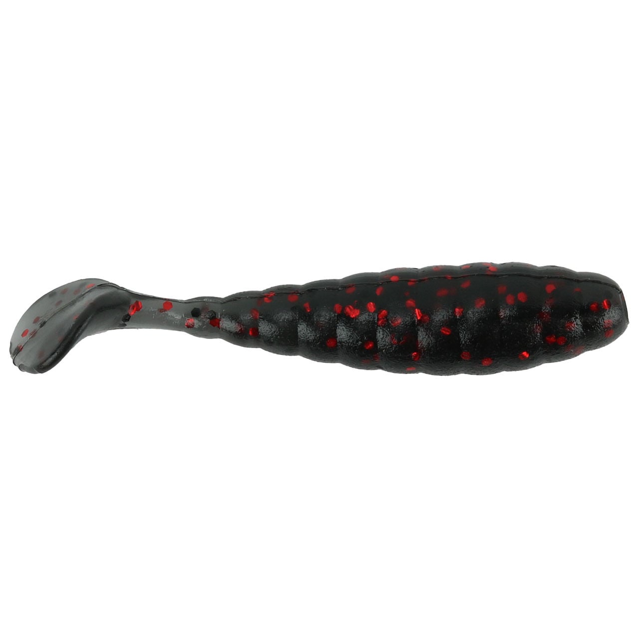 Mister Twister Sassy Grub color Smoke Red and Black Flake