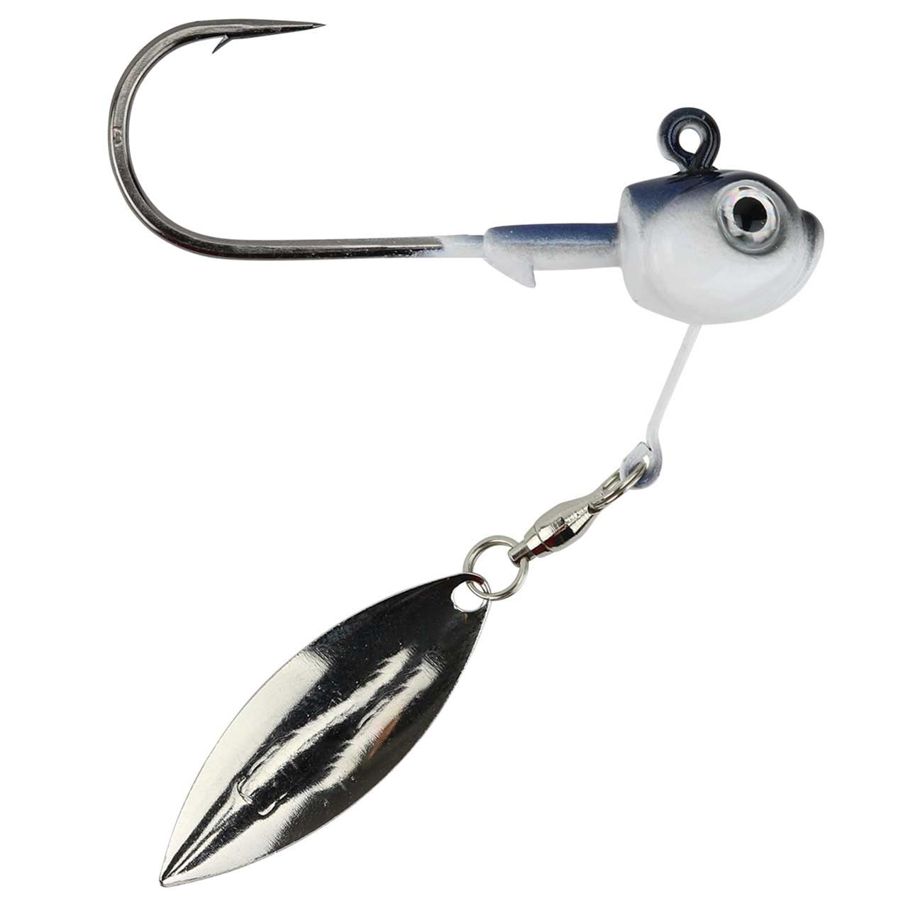 Dirty Jigs Tactical Bassin Underspin color Blue Shad with silver willow blade