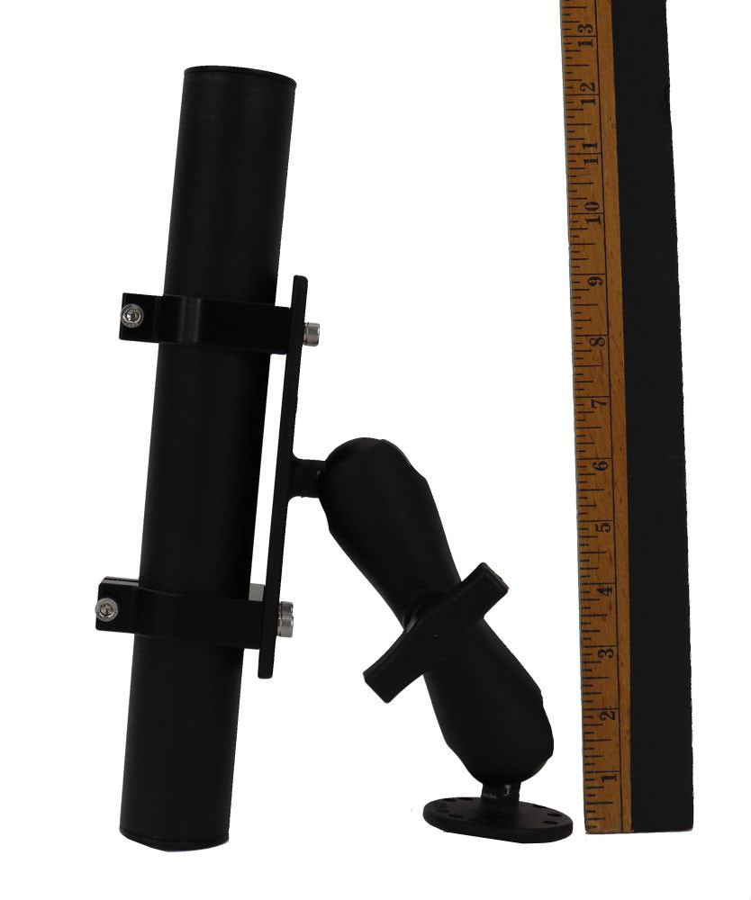 Cornfield Off the Deck Ram Mount beside a ruler to show it's approximately 13 inches high