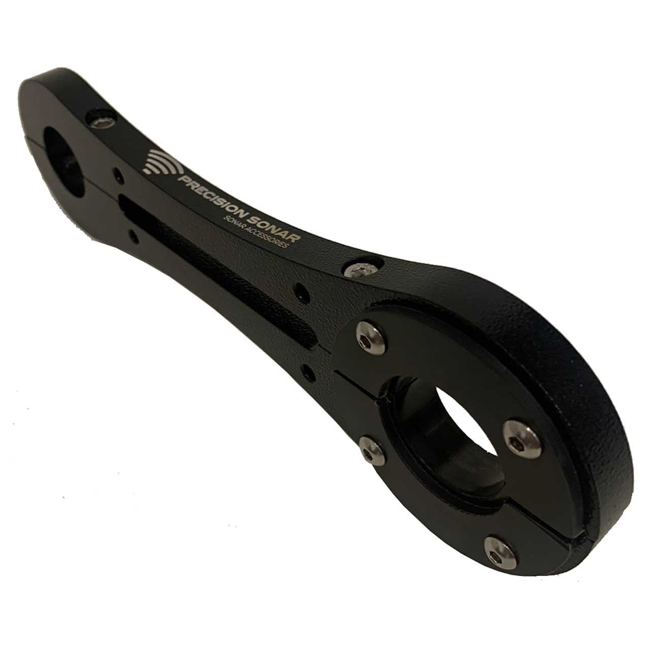 Precision Sonar Trolling Motor Stabilizer Bracket turned on edge and diagonal from top left corner to bottom right