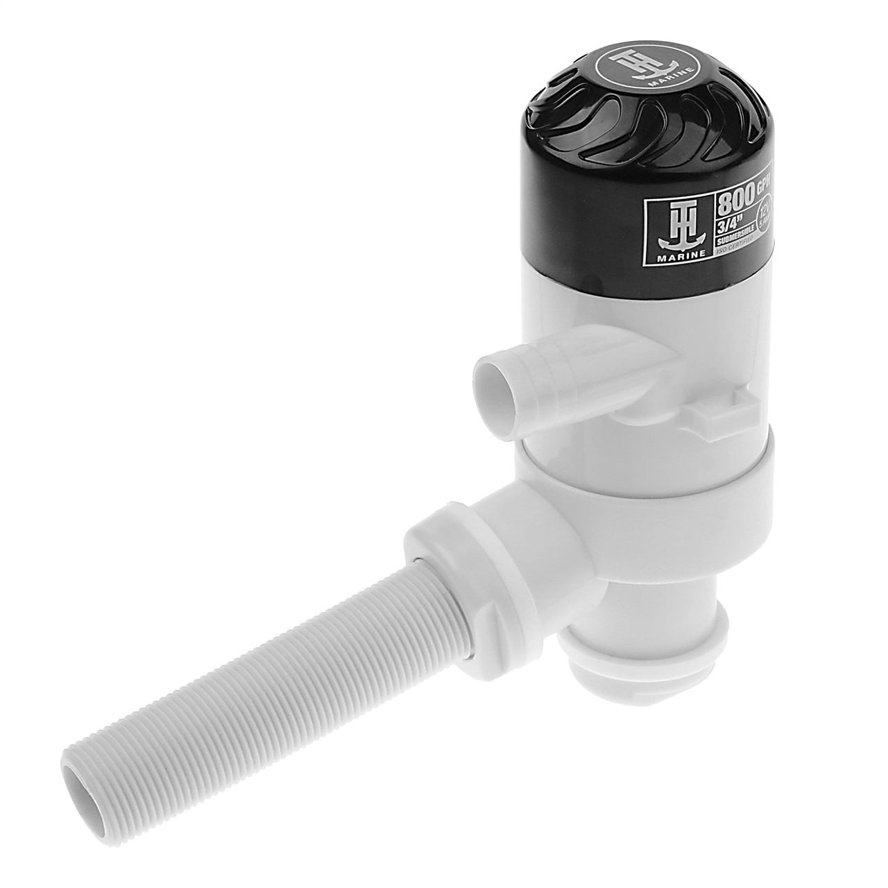 T-H Marine Boating Essentials 800 GPH Thru-Hull Livewell Pump angled mount