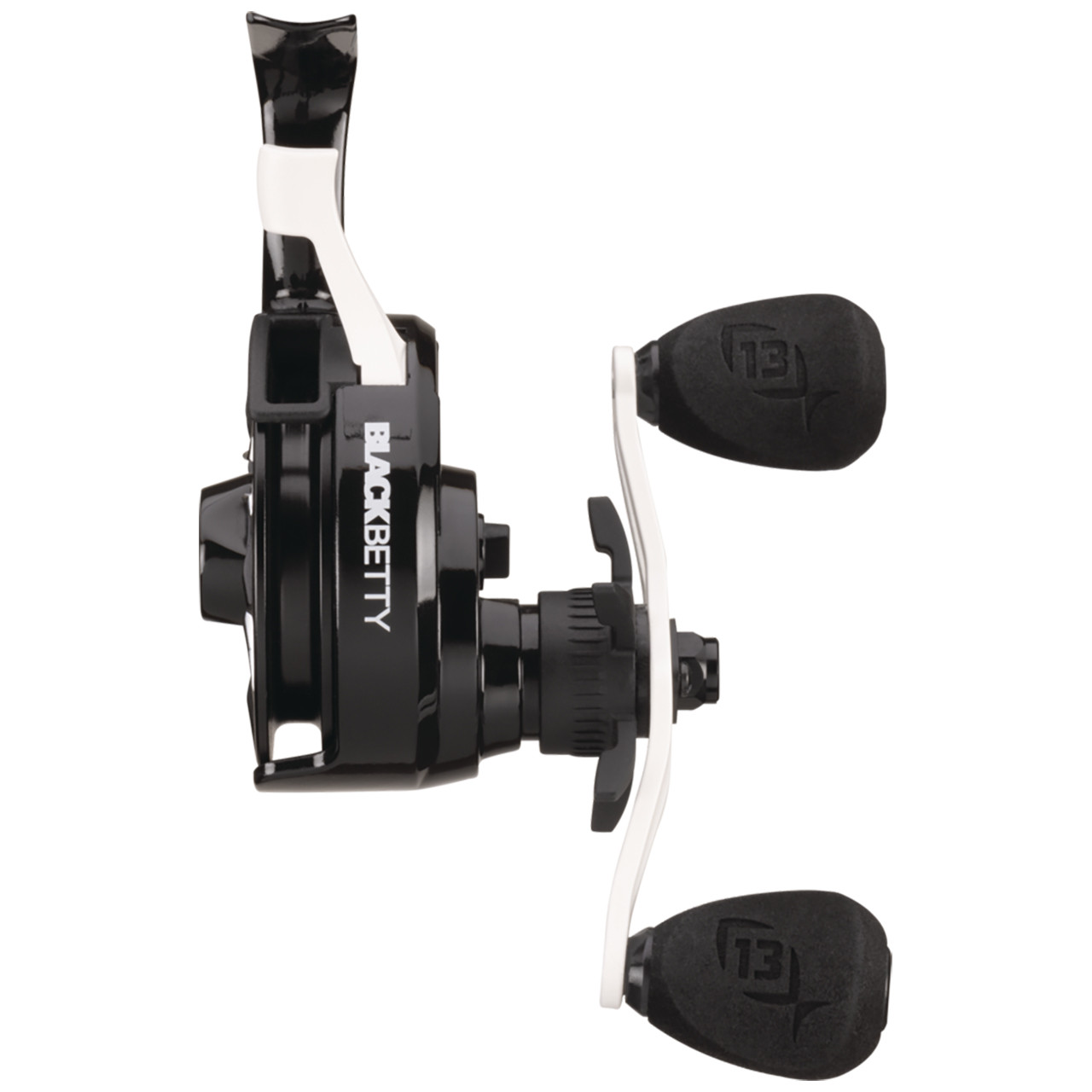 13 Fishing FreeFall Ghost Aluminum Inline Reel left hand retrieve front profile
