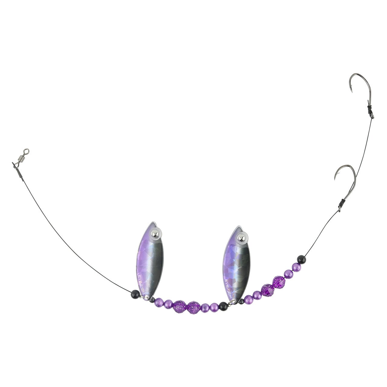 Eye-Fish Premium Double Willow Blade Worm Harness color Iris - Silver Back