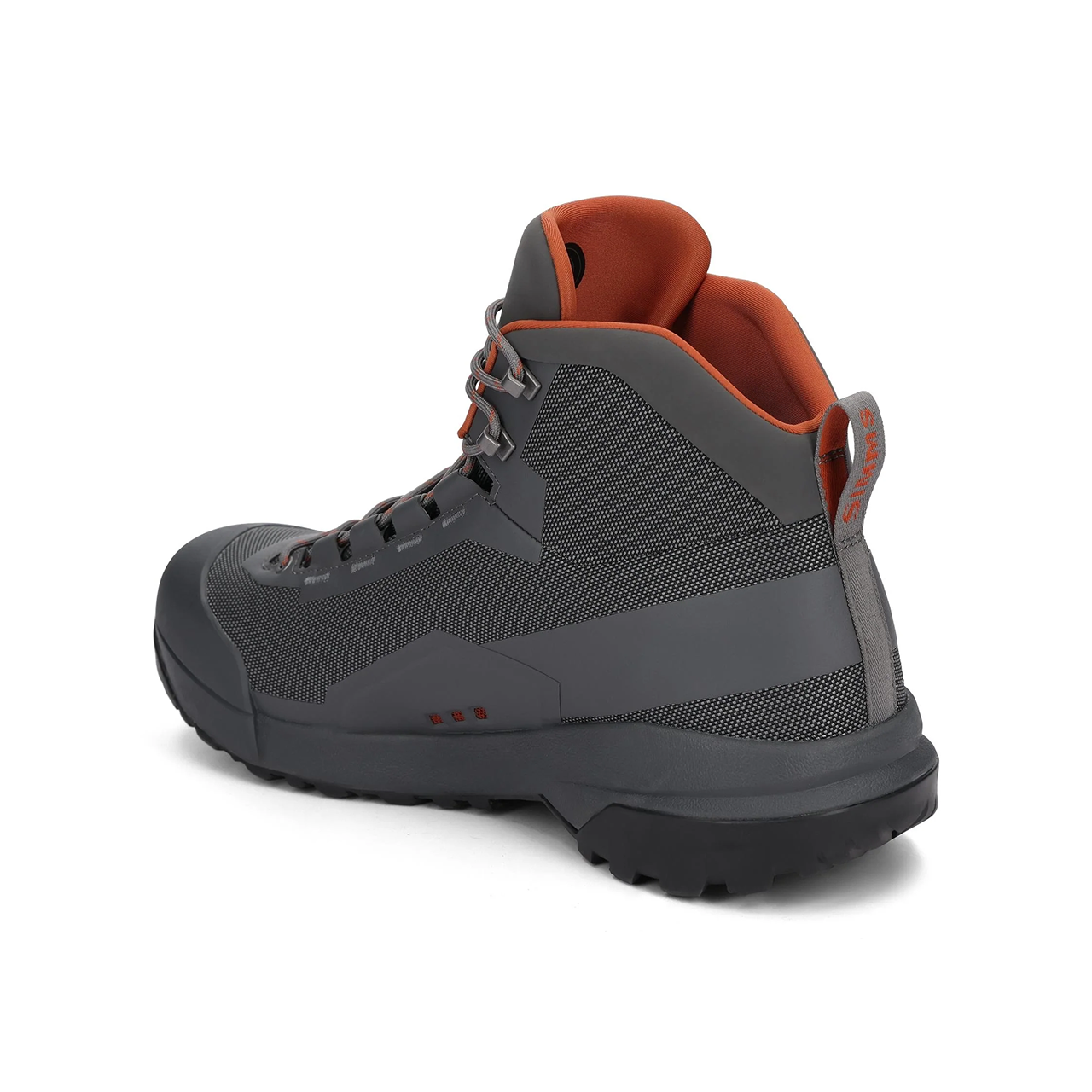 Simms Men's Flyweight Wading Boot Vibram style 1/4 turn left side view from heel