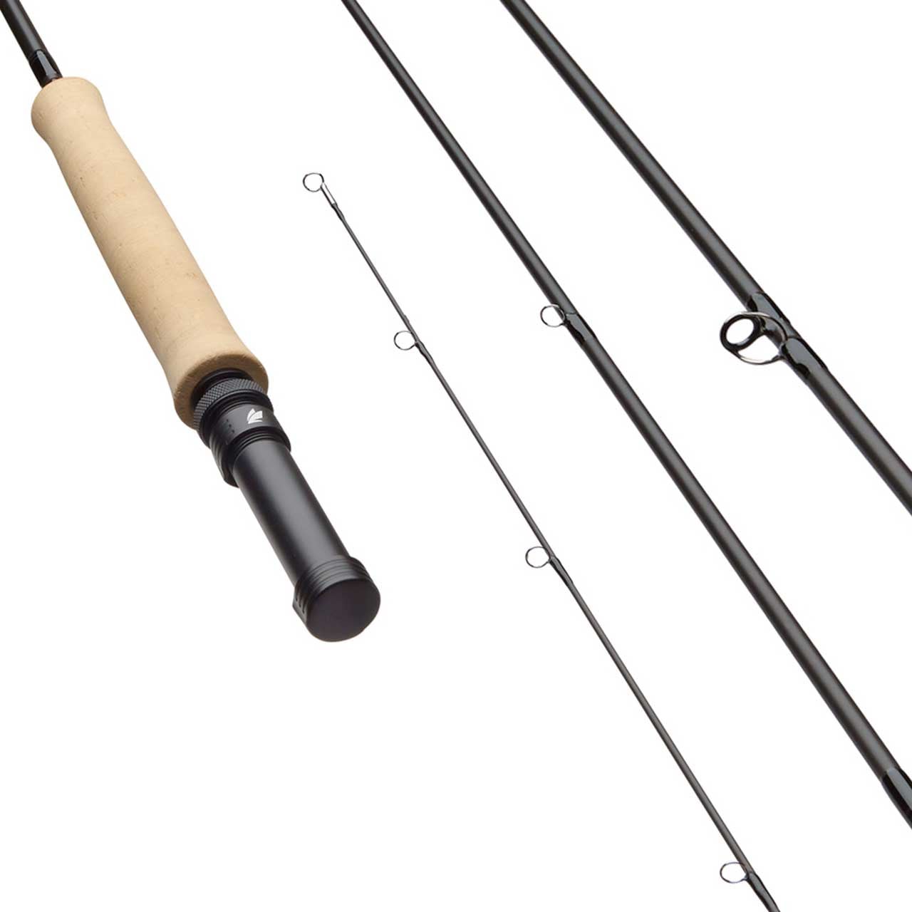 Sage Sense Euro Nymphing Fly Rod four piece color Stealth Grey showing handle, guide, and tip sections