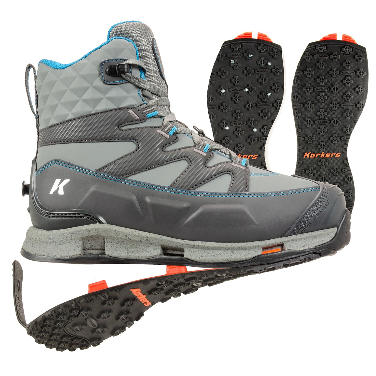 Korkers Bantam Lite Women's Wading Boot OmniTrax Interchangeable Sole Kling-On plus Studded Kling-On.