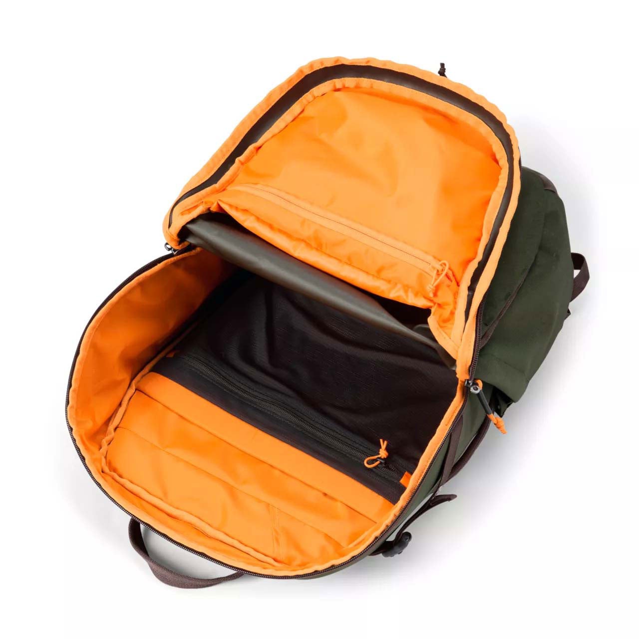 Orvis Trekkage LT Adventure Backpack color Green shown open
