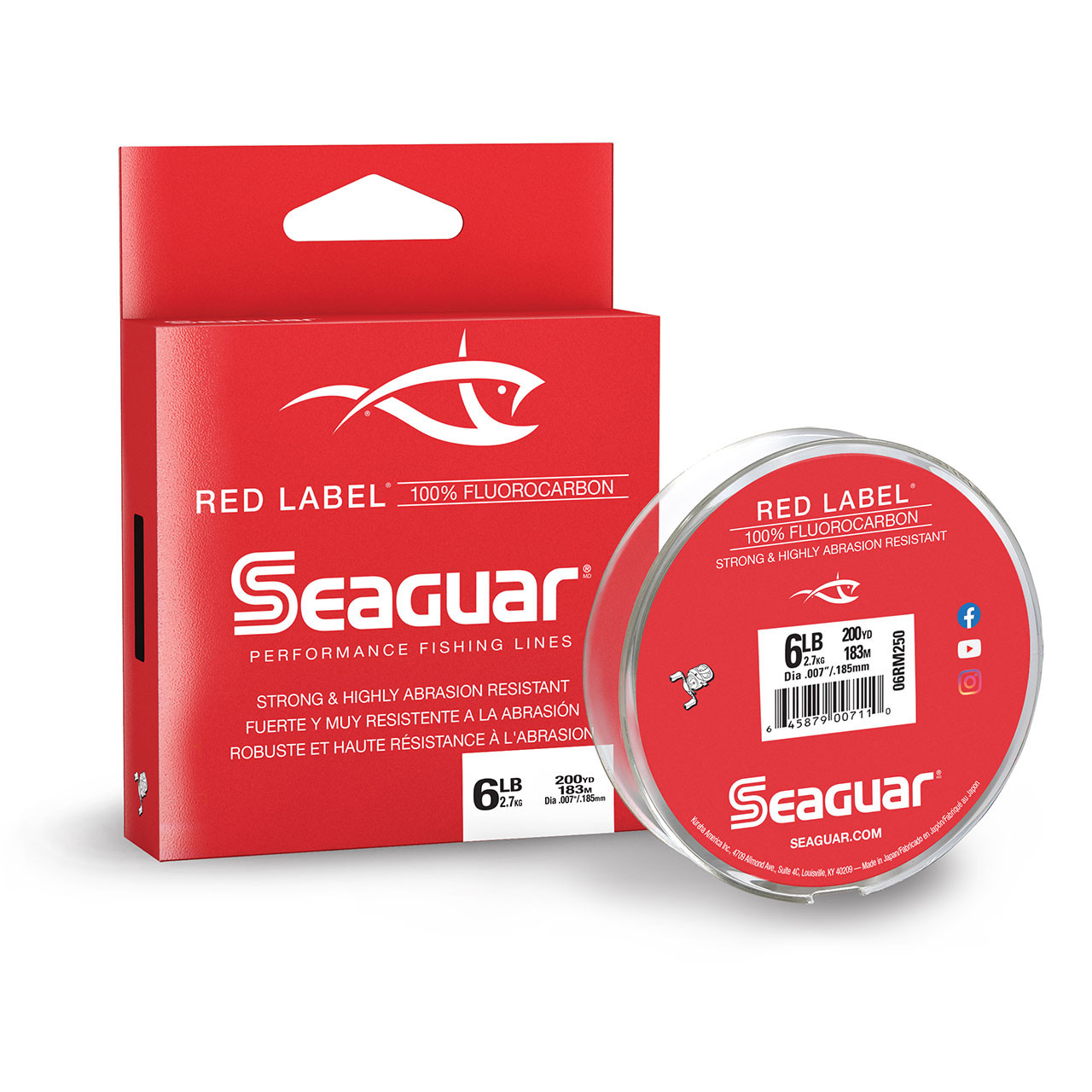Seaguar Red Label Fluorocarbon Line 6 pound test 200 yards box and spool