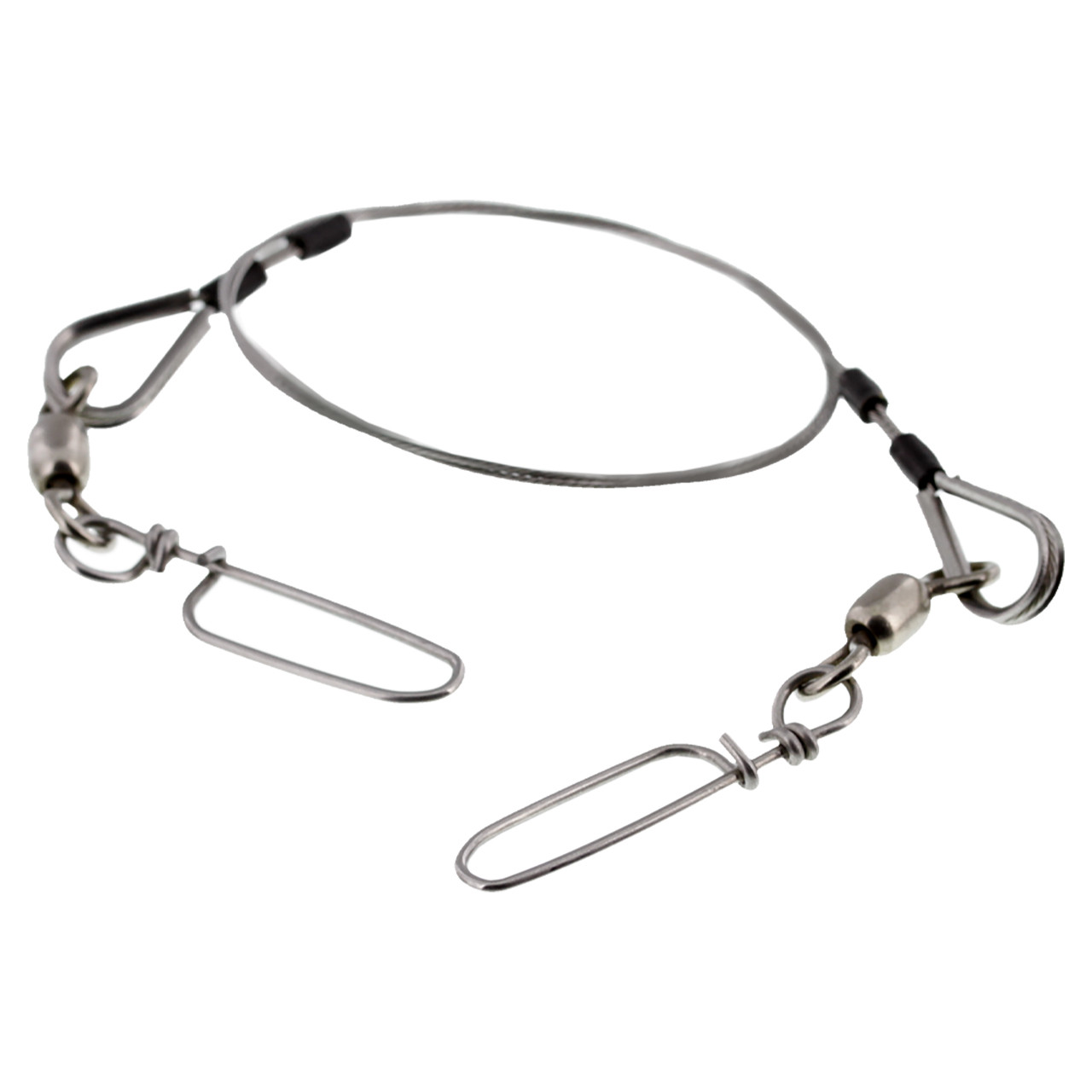 Scotty Seeker Probe Safety Leader, 135 lb. stainless, 12 in., with swivels and snaps for trolling probe attachment.
