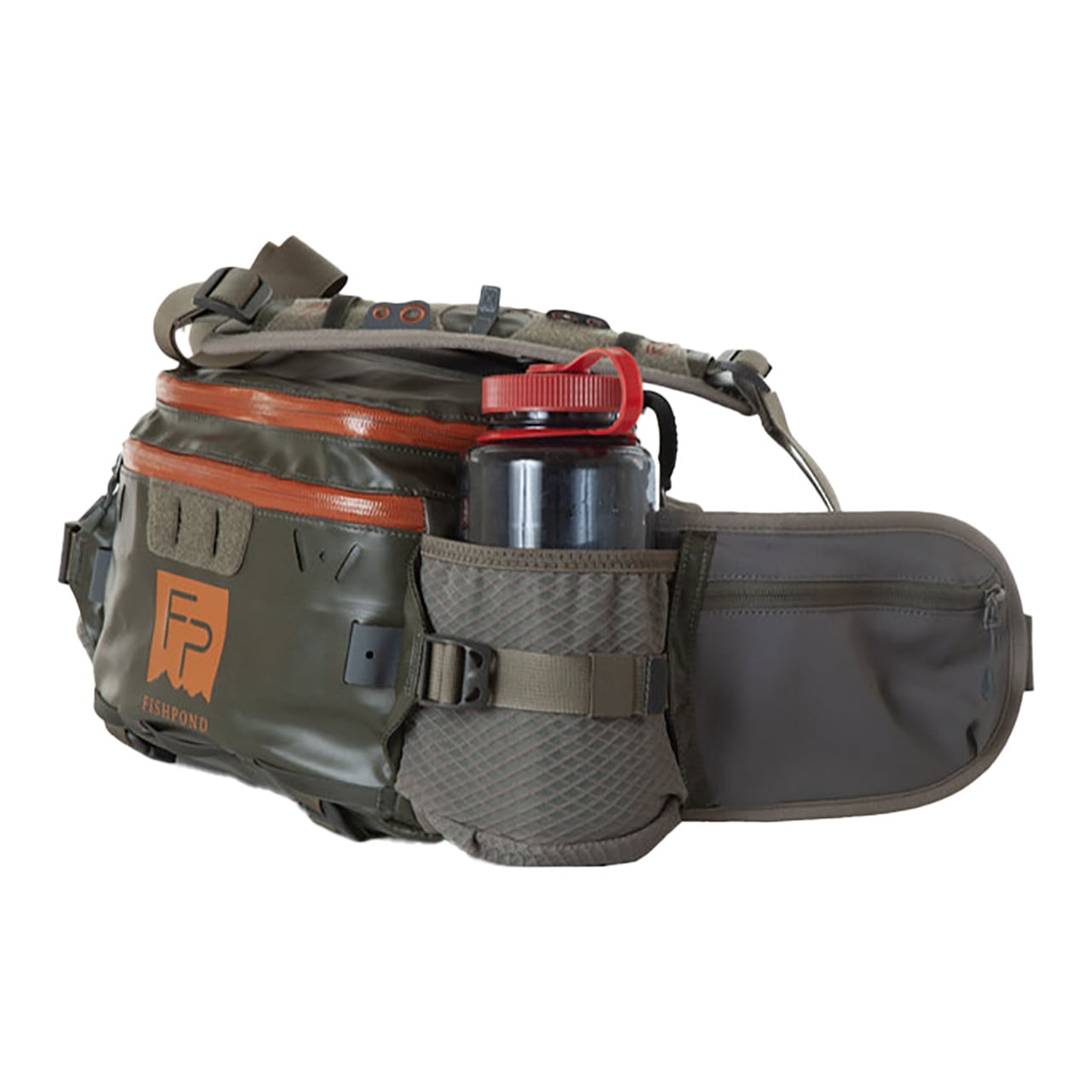 Fishpond Stormshadow Lumbar Pack angled (water bottle not included)