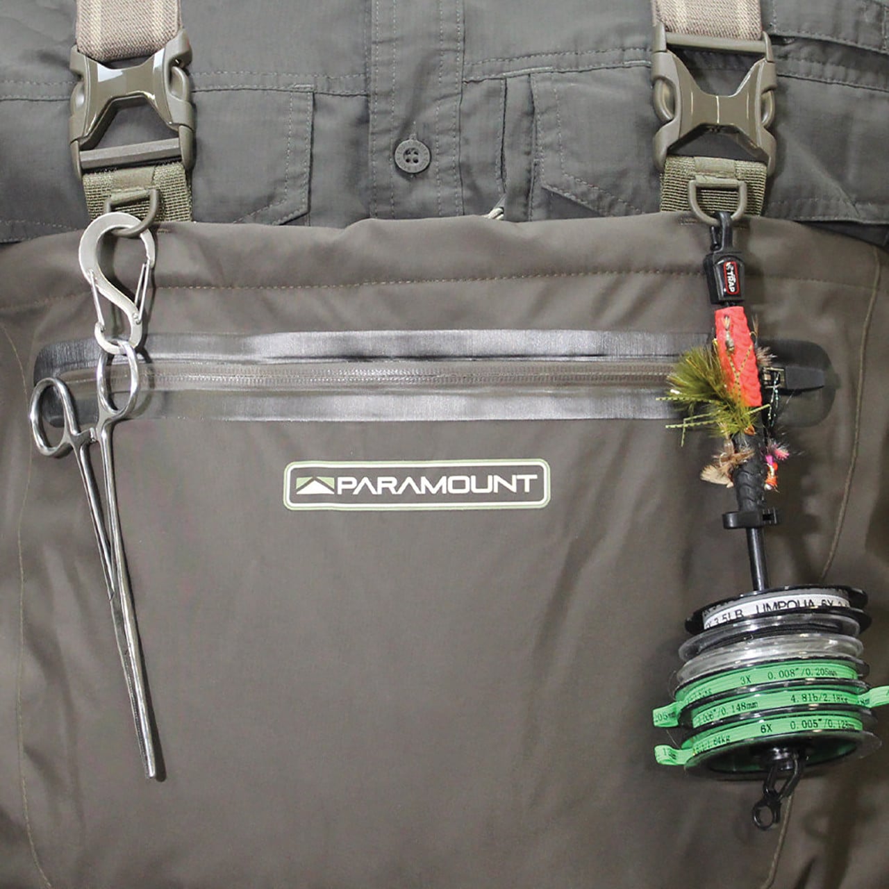 Paramount Outdoors Stonefly Breathable Waders wide suspenders with attachment points (tippet and tools not included)