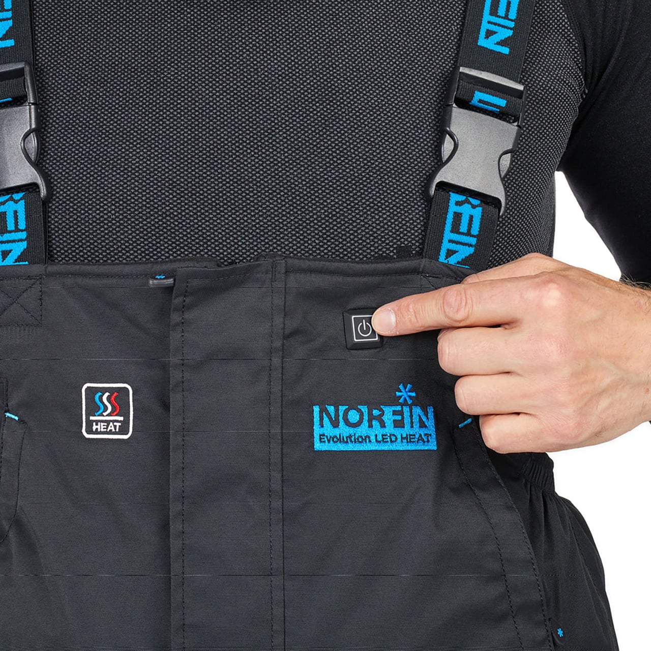 Norfin Evolution Heated Float Bibs heat system button